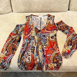 Venus shoulder-less Bohemian Boho Paisley Cold Shoulder Blouse